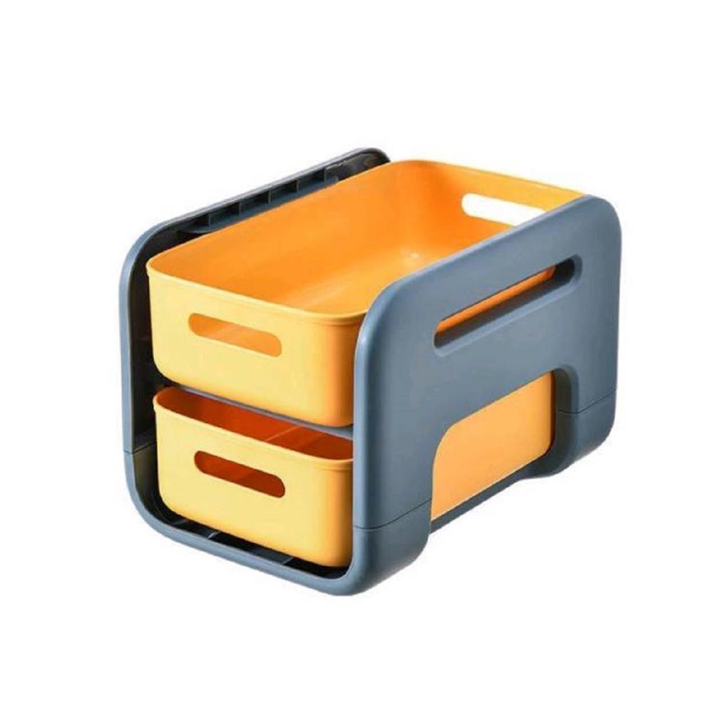 HomeBase STACKO Giá đựng đồ 2 tầng bằng nhựa MARU 25.5X38X25.5cm màu vàng