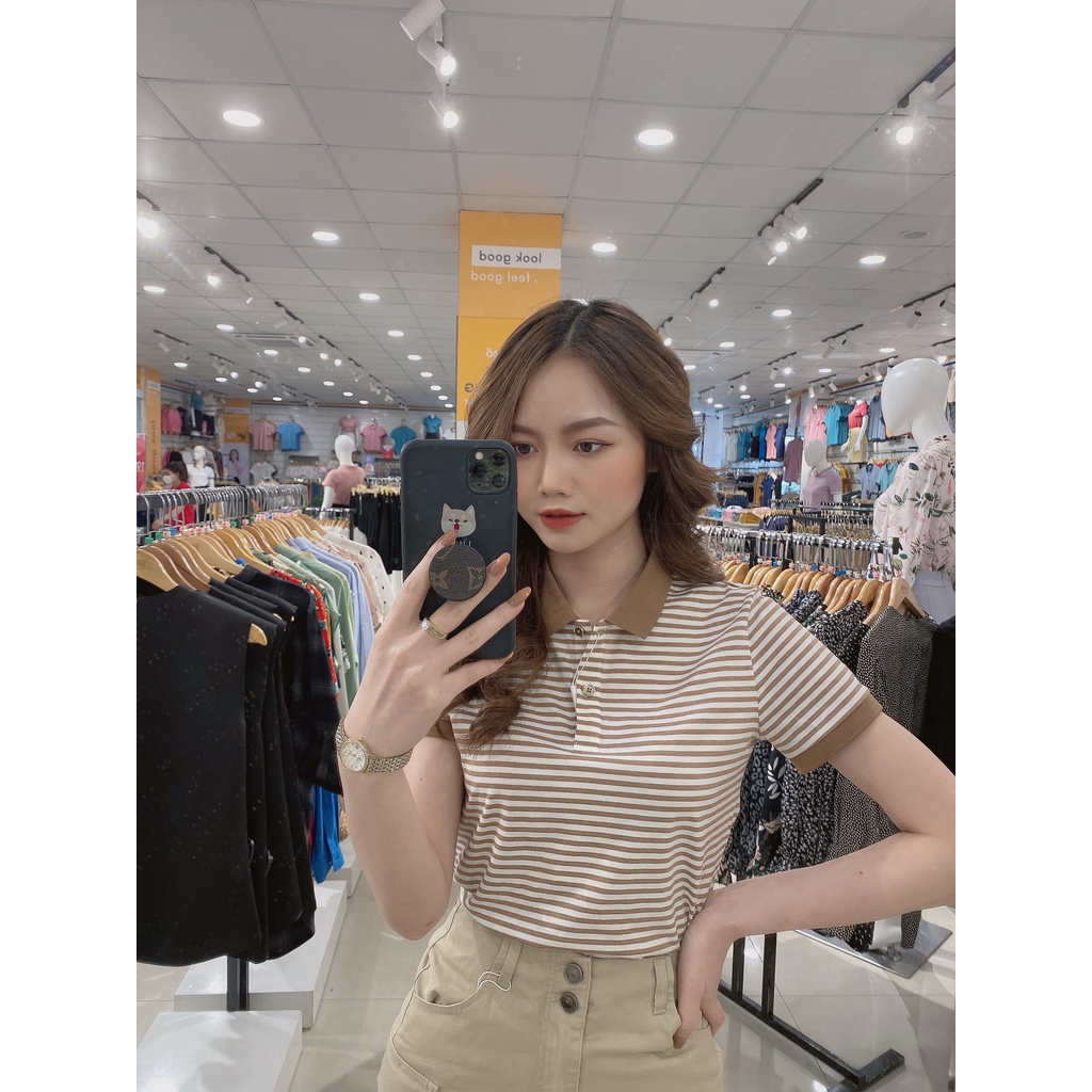 Áo phông polo YODY kẻ nữ Melange trẻ trung và vô cùng năng động - APN4172 | BigBuy360 - bigbuy360.vn