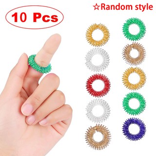 10 cái Nhẫn ngón tay có giác quan có gai Vòng bấm huyệt Đặt im lặng Giảm căng thẳng Thần tài Đồ chơi giác quan