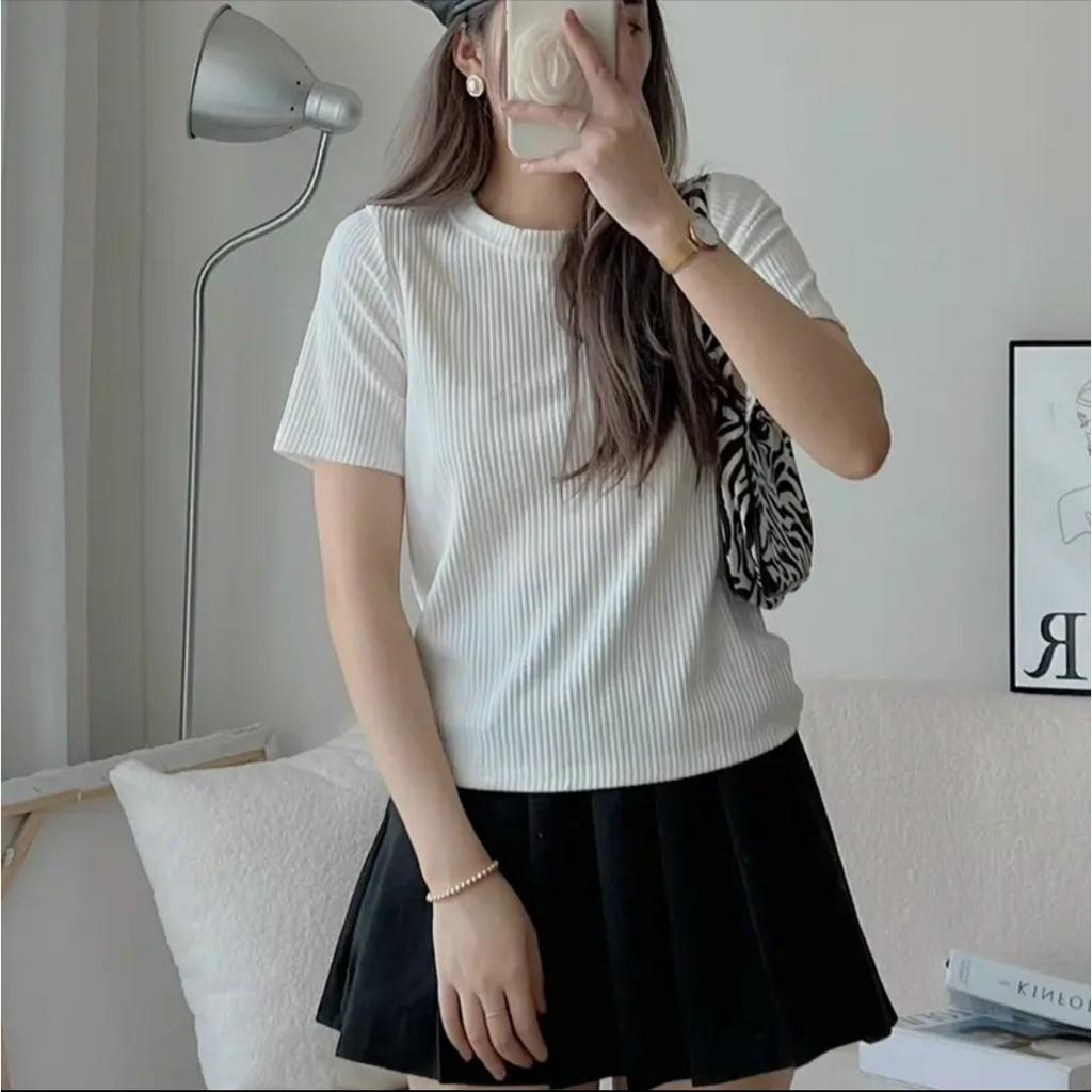 Áo thun trơn cổ tròn tay ngắn áo thun tăm lạnh nhiều màu