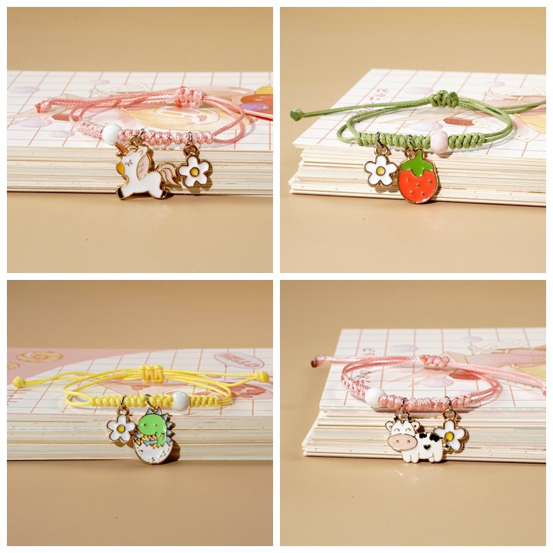 Vòng Tay Mặt Hình Hộp Sữa / Kỳ Lân / Chữ Love Bằng Sứ Thời Trang Có Thể Điều Chỉnh Cho Nữ