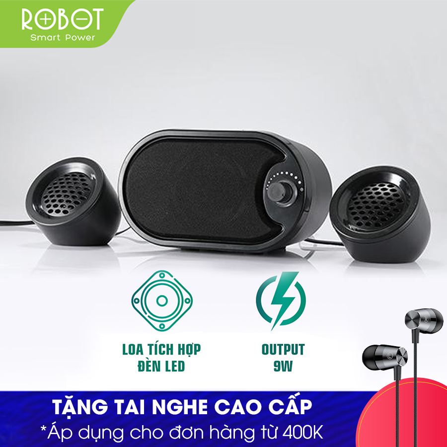 Loa máy vi tính laptop ROBOT RS170 Âm thanh trung thực sống động Công suất Loa 9W  - Hàng chính hãng