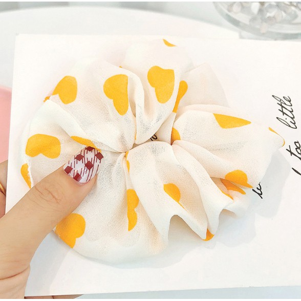 Dây Cột Tóc Vải Scrunchies Trái tim Phong Cách Hàn Quốc Cho Các Bạn Nữ