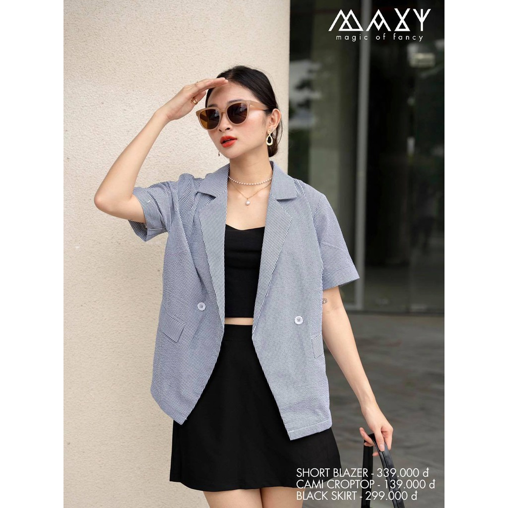 Áo blazer tay ngắn sọc caro đen short blazer black caro Maxy Workshop | BigBuy360 - bigbuy360.vn