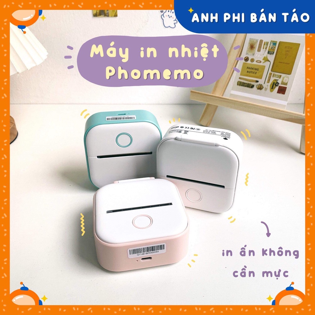 [Bảo hành 3 tháng] Máy In Nhiệt Phomemo T02 Không Dây Kết Nối Bluetooth Cho Điện Thoại Android IOS