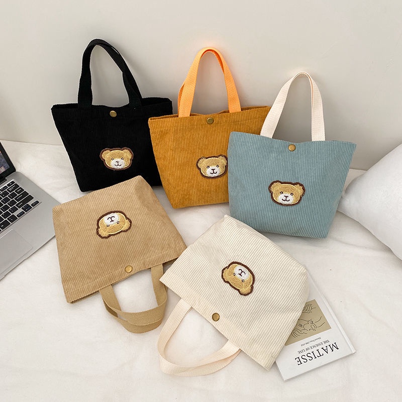 Túi Đựng Hộp Cơm Trưa Xách Tay Mini Vải Nhung Phong Cách Hàn Quốc Dễ Phối Đồ