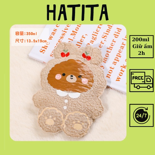 Túi chườm nóng lạnh hoạt hình dễ thương lông xù giảm đau hạ sốt Hatita