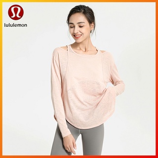  Lululemon Áo thun  tay dài hở vai cổ tròn mềm mại dáng rộng thời phong cách thể thao cho nữ Yc102 