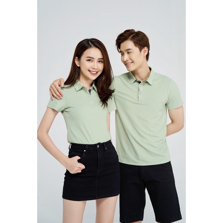 Áo polo nữ YODY có cổ tay ngắn phối nẹp dáng basic - APN5000