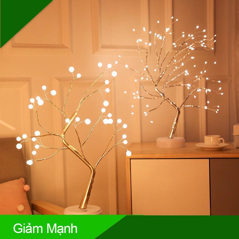 (Mới) Đèn Led bàn hình cây / dây đồng dùng Pin hoặc USB cho phòng ngủ trang trí nội thất