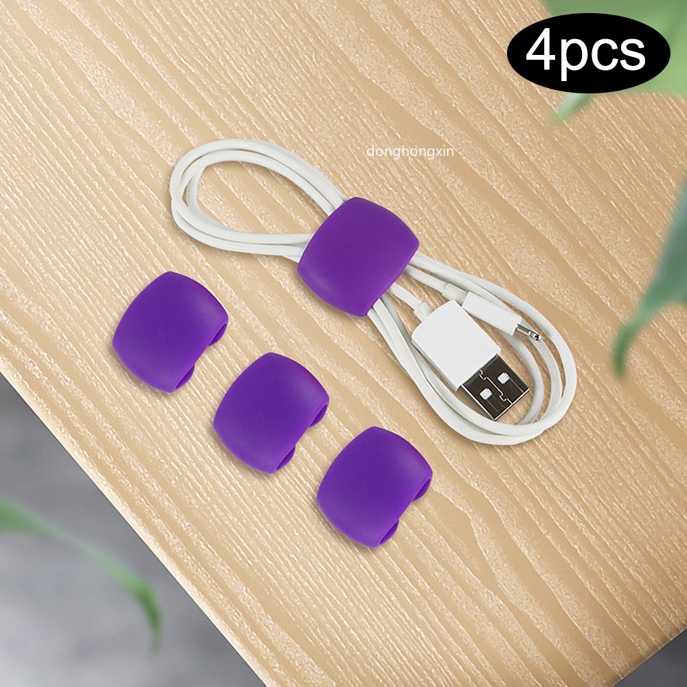 Bộ 4 Kẹp Giữ Dây Cáp/Tai Nghe Để Bàn Hình Tròn Tiện Dụng