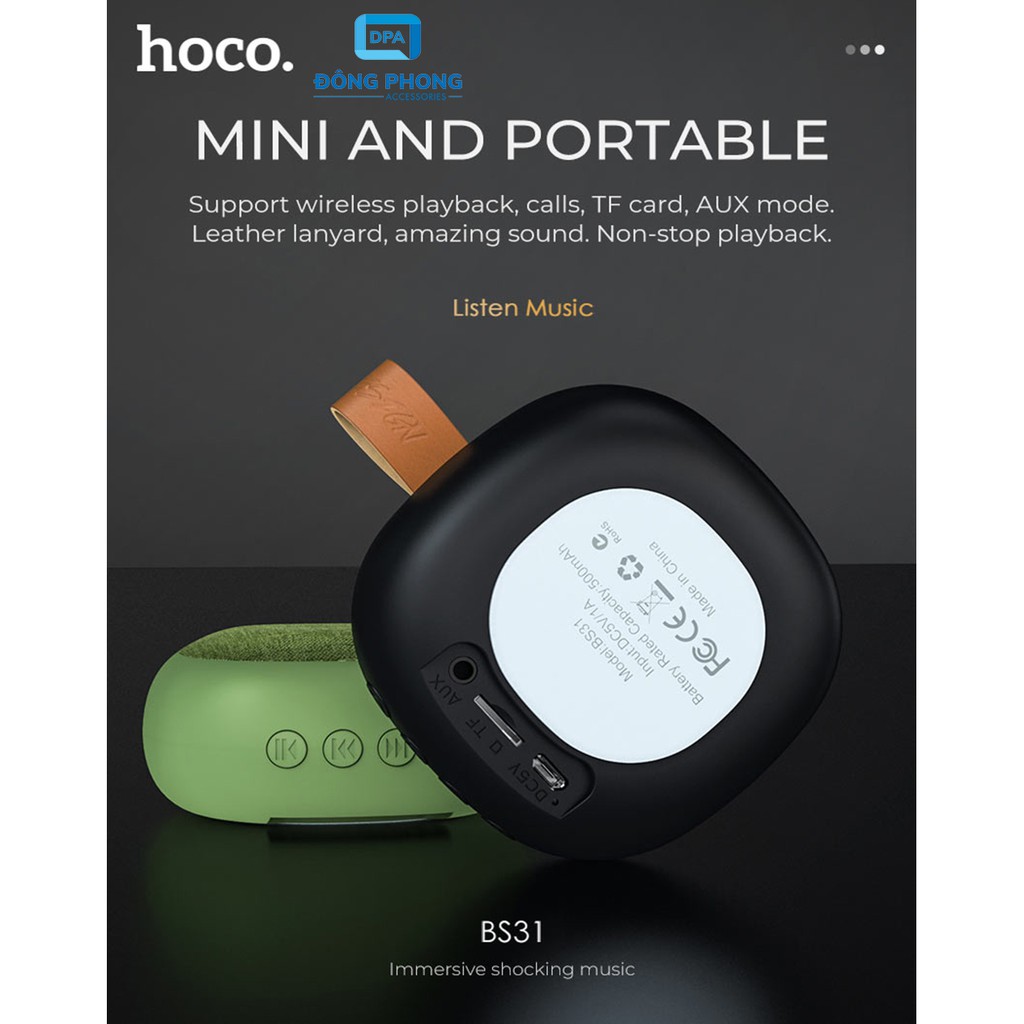 [Mã ELHACE giảm 4% đơn 300K] Loa Bluetooth Mini Hoco BS31 Chính Hãng