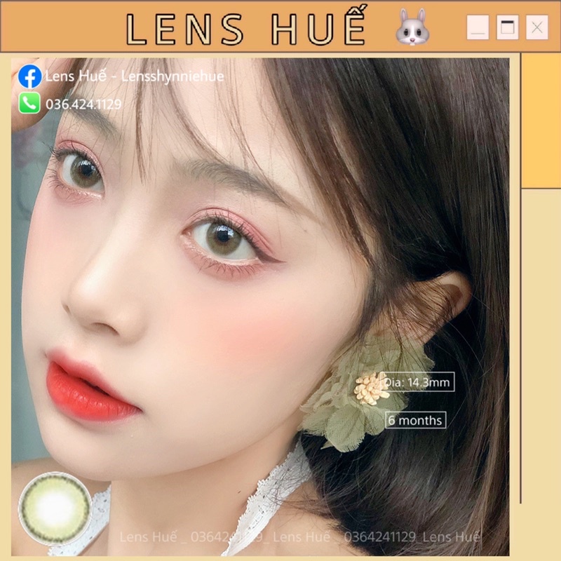 LENS XANH LÁ I lens xanh tự nhiên viền nâu giãn nhỏ hợp makeup tone Hàn, nhẹ nhàng - Lens Huế