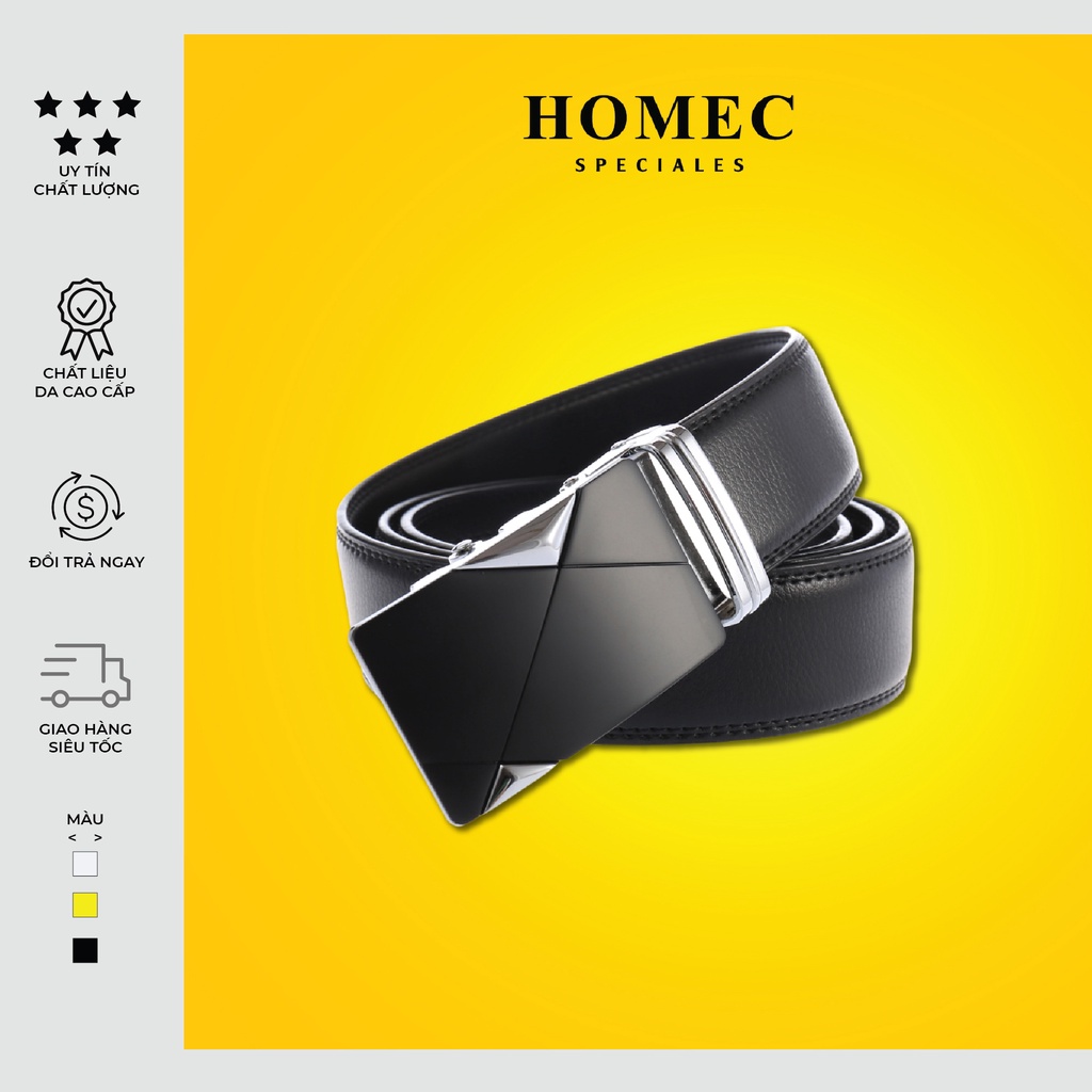 Thắt lưng Nam chất liệu da cao cấp HOMEC 09 khóa tự động kiểu dáng hiện đại - Dây lưng nam cao cấp – HOMEC