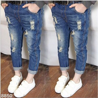 Quần jean hàn quốc mài rách cho bé gái