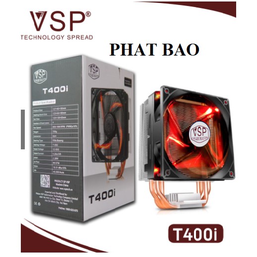 Bộ tản nhiệt khí CPU 4 ống đồng VSP T400i  (Chính hãng)