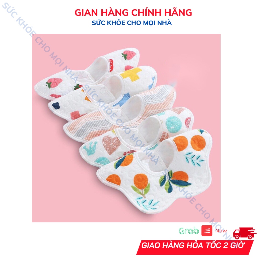 Yếm tròn xoay 360 độ vải xô 6 lớp cho bé, mềm mịn thấm hút tốt nhiều màu sắc đáng yêu - yếm ăn dặm