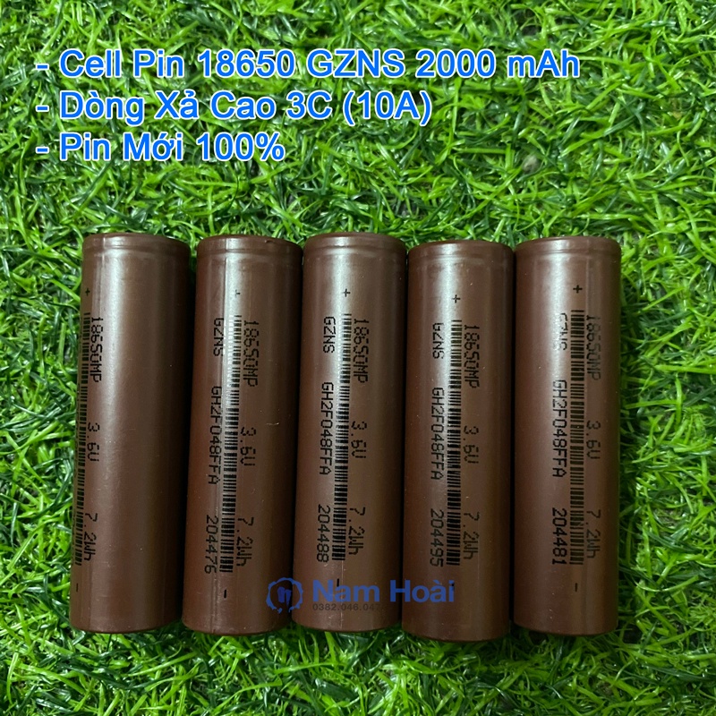 Cell Pin 18650 GZNS 3.7v 2000mAh 5C Xả 10A Mới 100% - Cell 18650 - Cell 2000mah