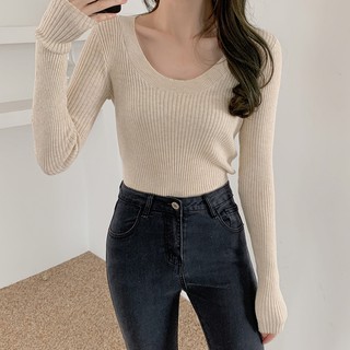Áo len bầu basic cổ tròn 5 màu - dai mỏng- mẫu mới mùa thu 2020