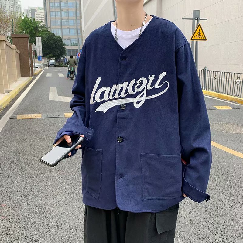 Áo thun tay dài cổ tròn in chữ đơn giản thoải mái dành cho nam