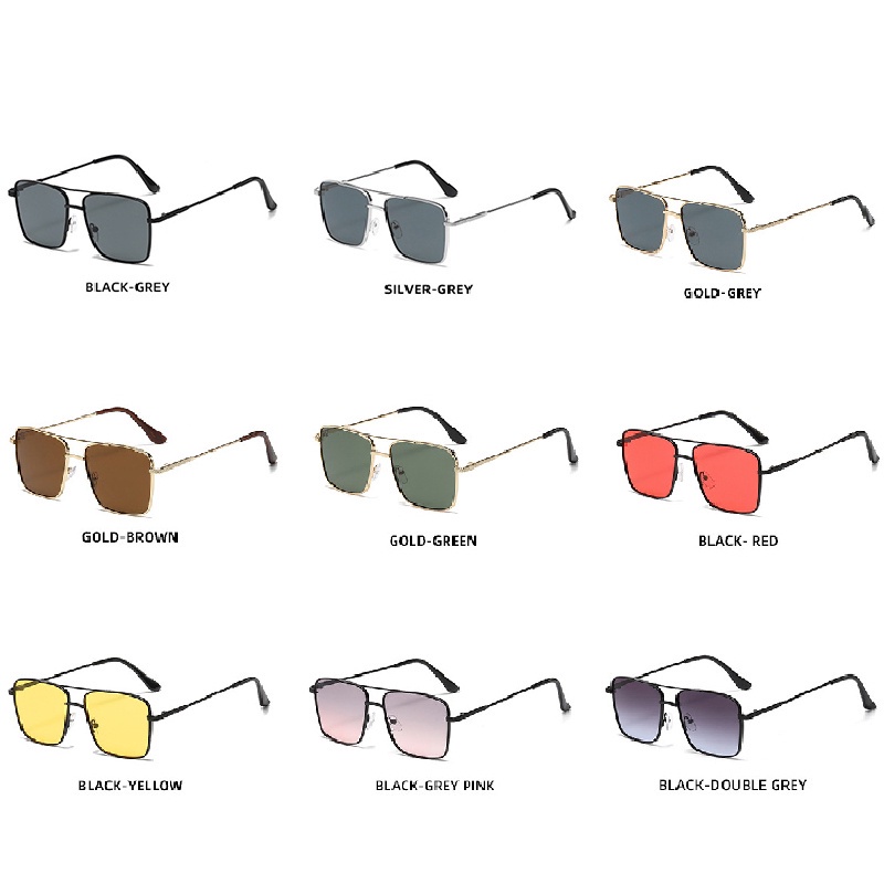 (JIUERBA) Kính Râm Gọng Vuông Đôi Bằng Kim Loại Thời Trang Mùa Hè Phong Cách Retro Oversized