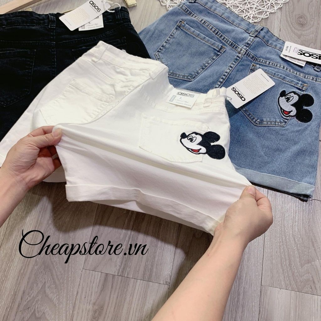 [Có video cận cảnh] Quần sooc nữ, quần sooc jean Mickey cute, siêu xinh B004 | BigBuy360 - bigbuy360.vn