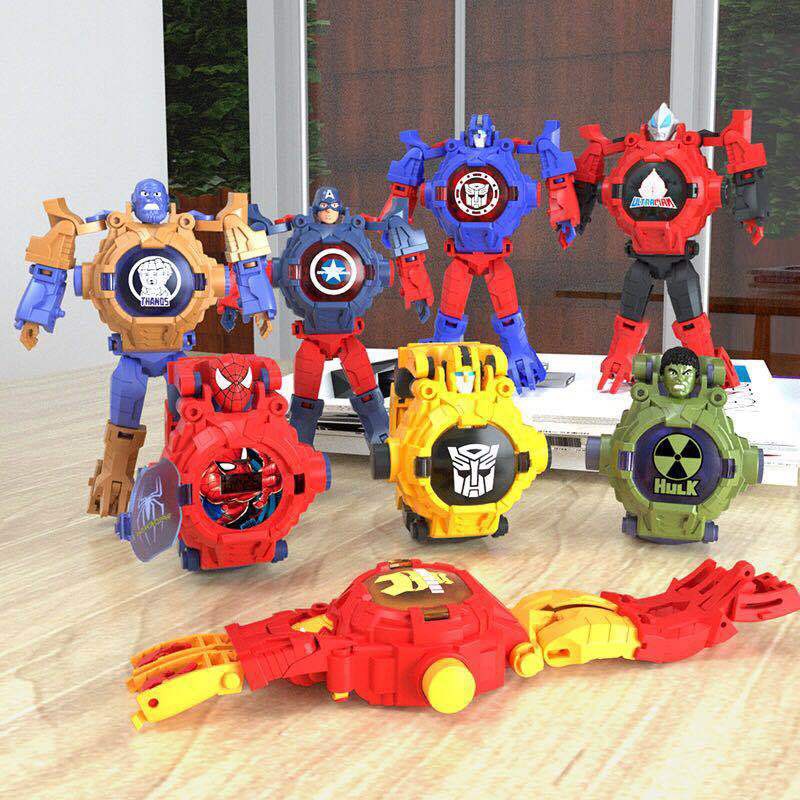 ★Runqi★ Đồng Hồ Điện Tử Dạng Nắp Lật Hình robot Biến Hình Optimus Prime Cho Bé