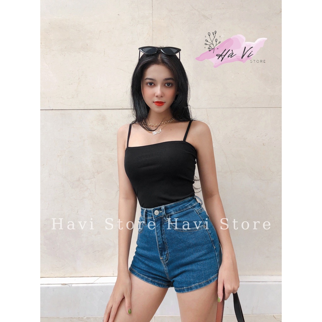 Áo hai dây dáng ôm không đệm vải cotton co giãn | BigBuy360 - bigbuy360.vn