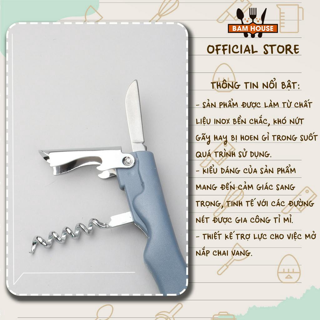 Dụng cụ Khui ruou vang và Khui bia inox Bam House đa chức năng cao cấp KRB04