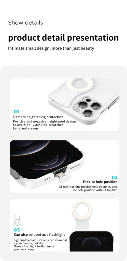 Ring Flash Phone Case Protective Cover Fill Light Camera Bracket Holder Three adjustable brightness For iPhone X 11 12