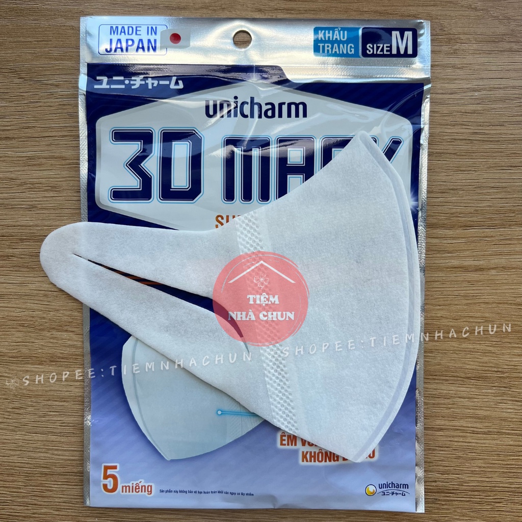 Khẩu Trang Unicharm 3D Mask Super Fit Ngăn Khói Bụi Gói 5 Miếng Size M 🔥