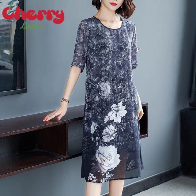 VÁY ĐẦM TRUNG NIÊN KIỂU ĐẦM SUÔNG VOAN CAO CẤP - VÁY ĐẦM TRUNG NIÊN ĐẸP CHERRY LADIES | BigBuy360 - bigbuy360.vn