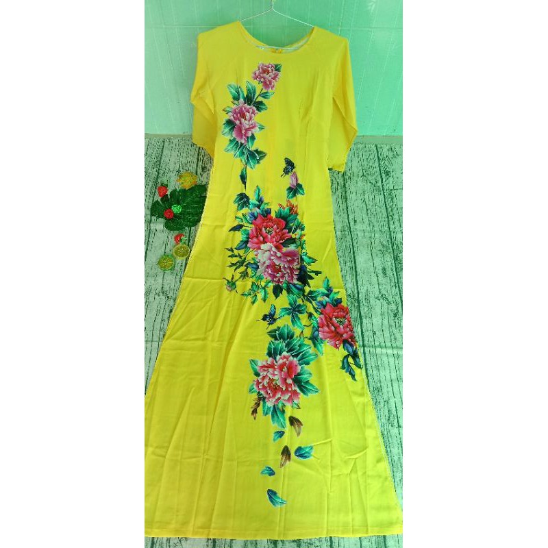 Áo dài may sẵn lụa in 6D size S