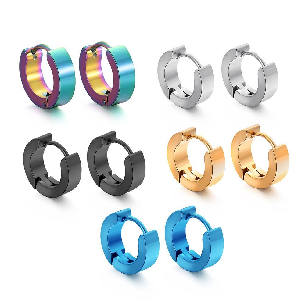 Set 2 Khuyên Tai Thép Không Gỉ Bóng Unisex