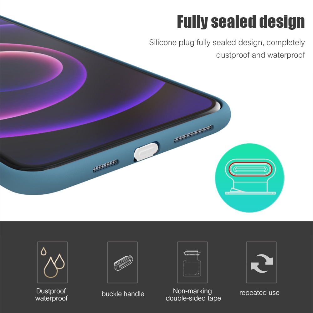 Nút Bịt Ổ Cắm Chống Bụi Chống Mất Bằng Silicon Thân Thiện Với Môi Trường Cho Apple, Type-C, Micro USB