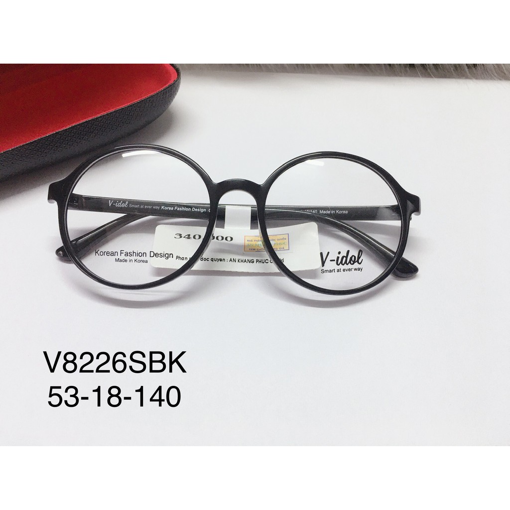 Gọng kính tròn V Idol V8226SBK màu đen- gọng kính nhựa chính hãng Hàn Quốc- tặng hộp.