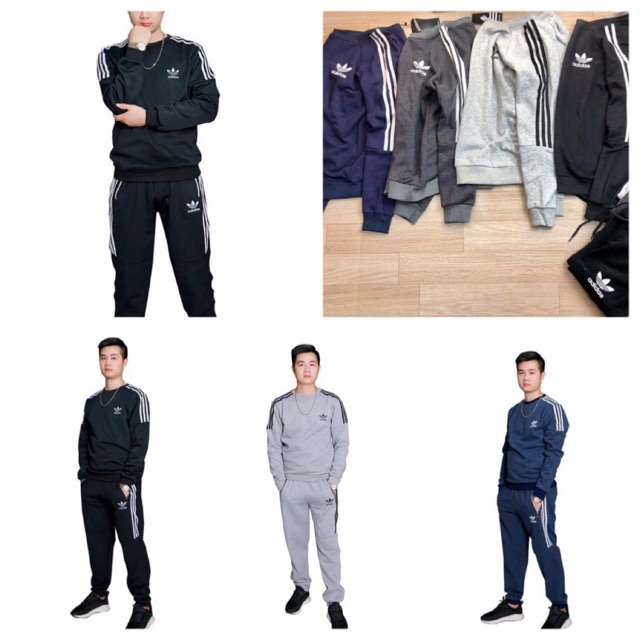 BÁN SỈ BỘ NỈ BÔNG CỔ TRÒN 4 MÀU CHO NAM