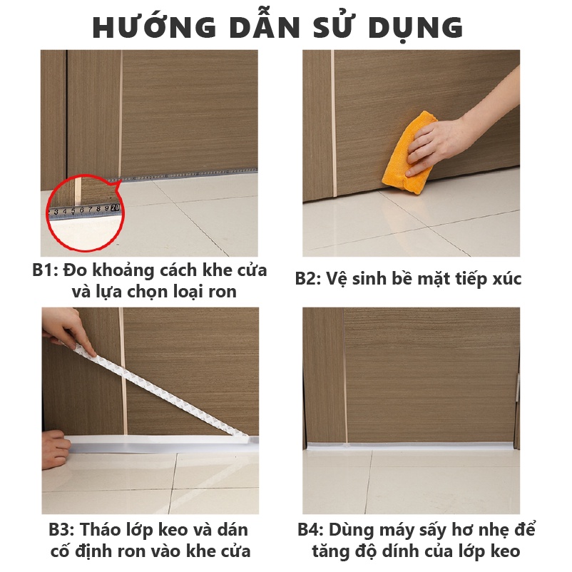 2 Mét ron dán cửa chặn khe hở ⭐ Thanh dán đáy cửa KINGRON chống bụi, chống côn trùng, chống thoát hơi lạnh R234