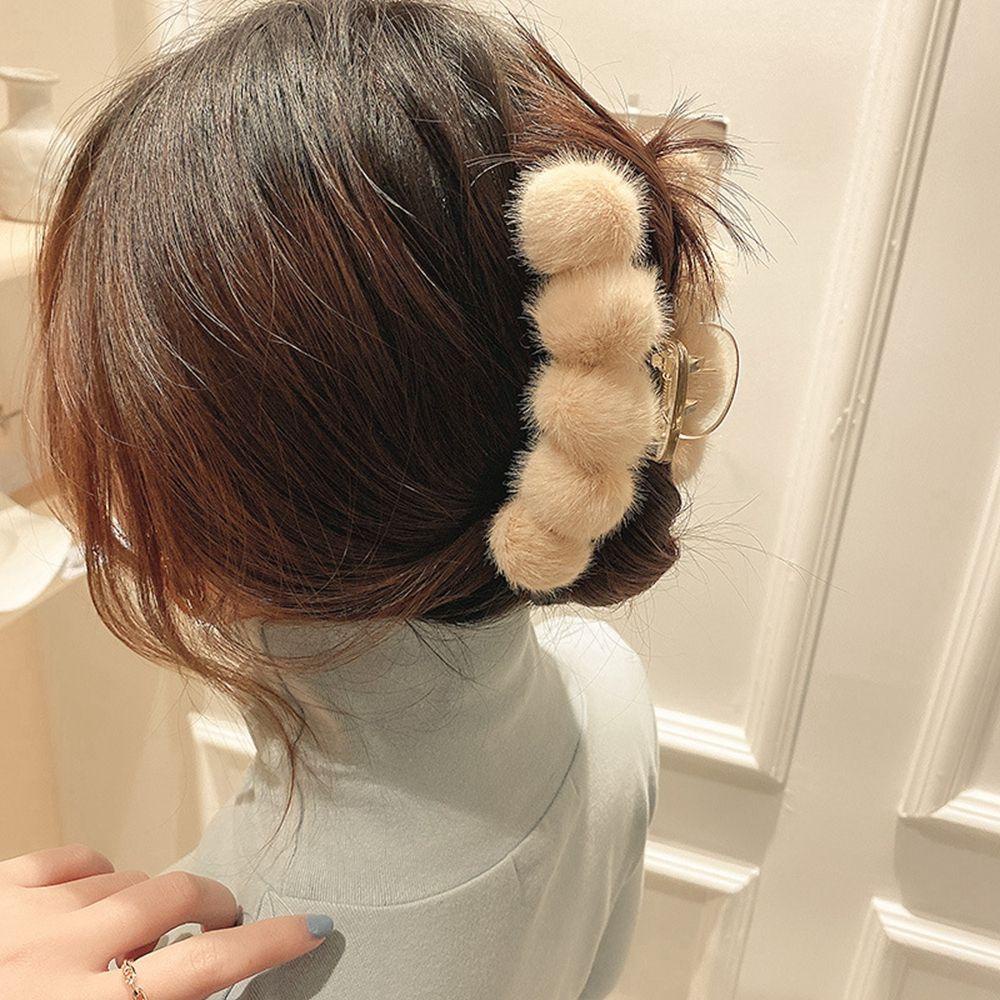 Kẹp Tóc Đính Bóng Lông Đơn Giản Phong Cách Vintage Cho Nữ