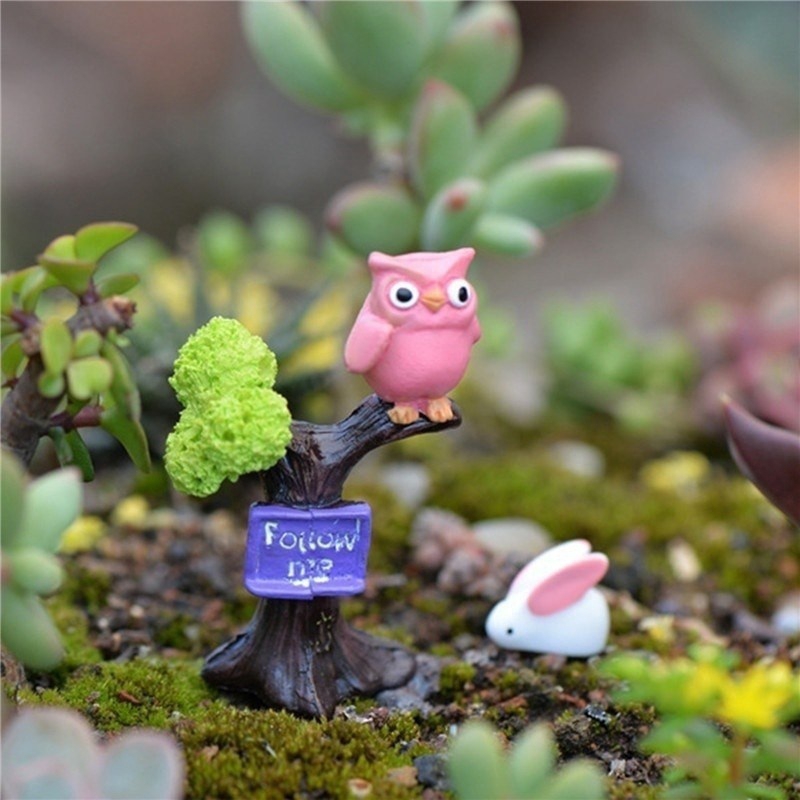 1 Đồ trang trí Chim Cú Và Cành Cây Trang Trí Sân Vườn