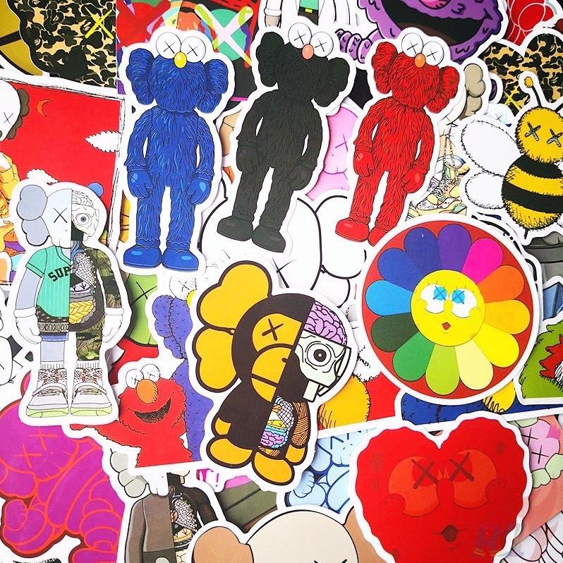 Bộ 100 Sticker KAWS cá tính chống nước dán trang trí vali mũ bảo hiểm xe máy | Rinart.vn