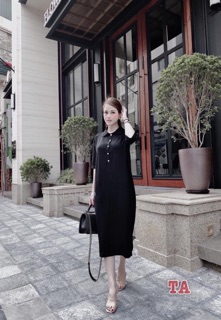VÁY LEN XUÔNG CỔ BE ĐEN/ KẺ