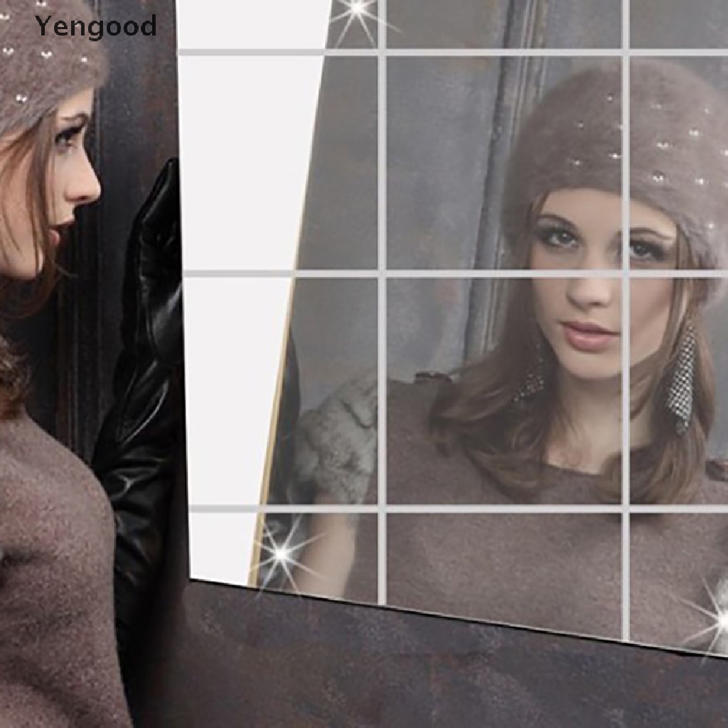 Miếng dán tường tráng gương hình vuông bằng acrylic trang trí nội thất