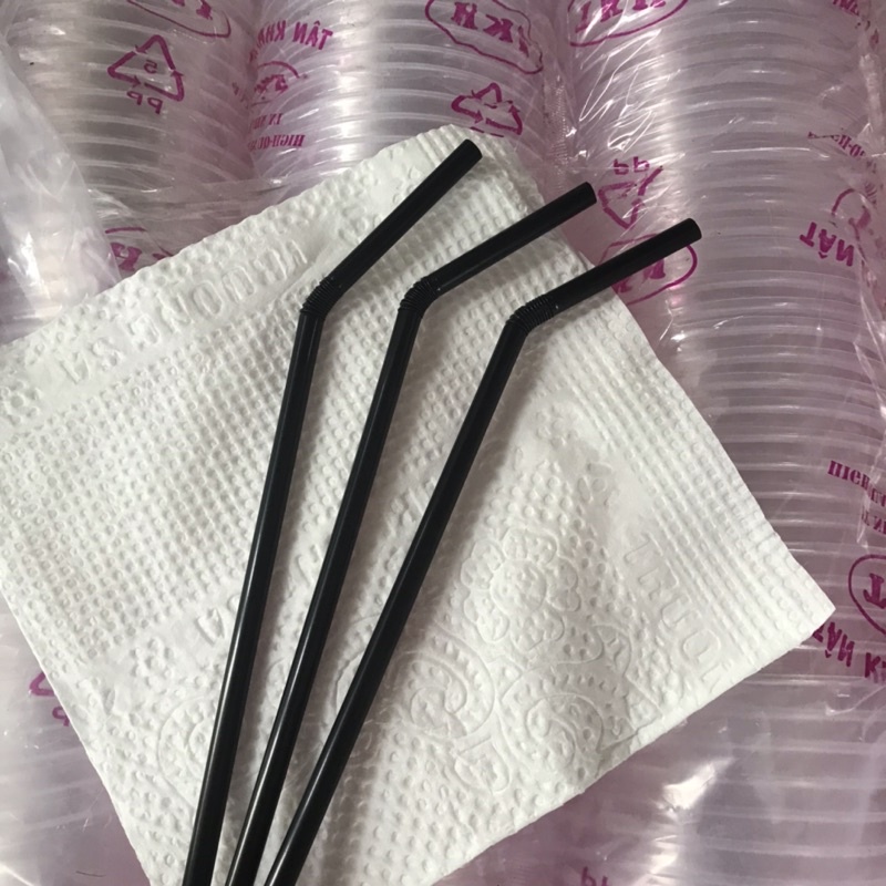 1bịch 80 ống hút nước cong dùng 1 lần màu đen/ trắng/nhiều màu