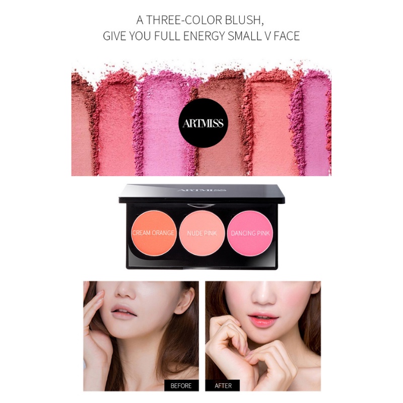 Bảng phấn ARTMISS 3 màu bắt sáng/tạo khối/má hồng 13g