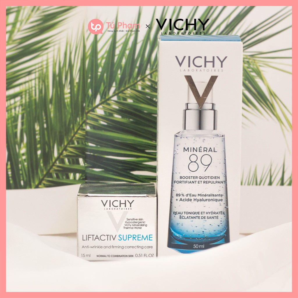 Set Dưỡng Chất Khoáng Cô Đặc Vichy Mineral 89 Booster 50ml Tặng Kem Dưỡng Vichy Liftactiv Supreme 15ml