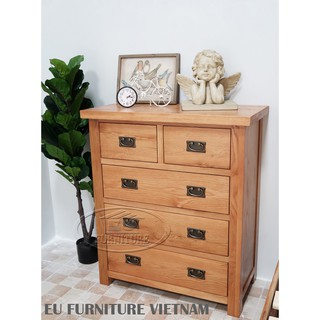 Tủ ngăn kéo gỗ sồi Mỹ 5 hộc để đồ gấp xếp