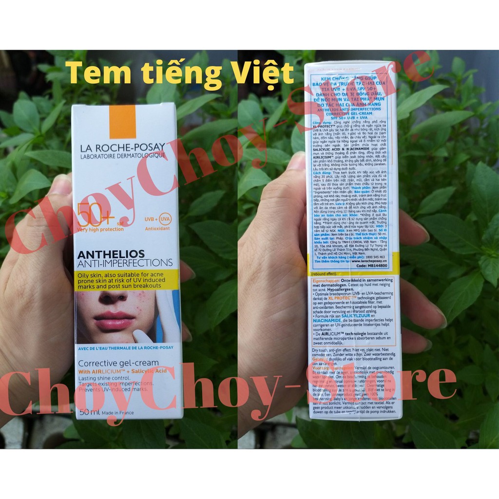 [TEM CTY] Kem chống nắng La Roche Posay Anthelios Anti Imperfections SPF50+ (50ml)  cho da bóng dầu dễ nổi mụn