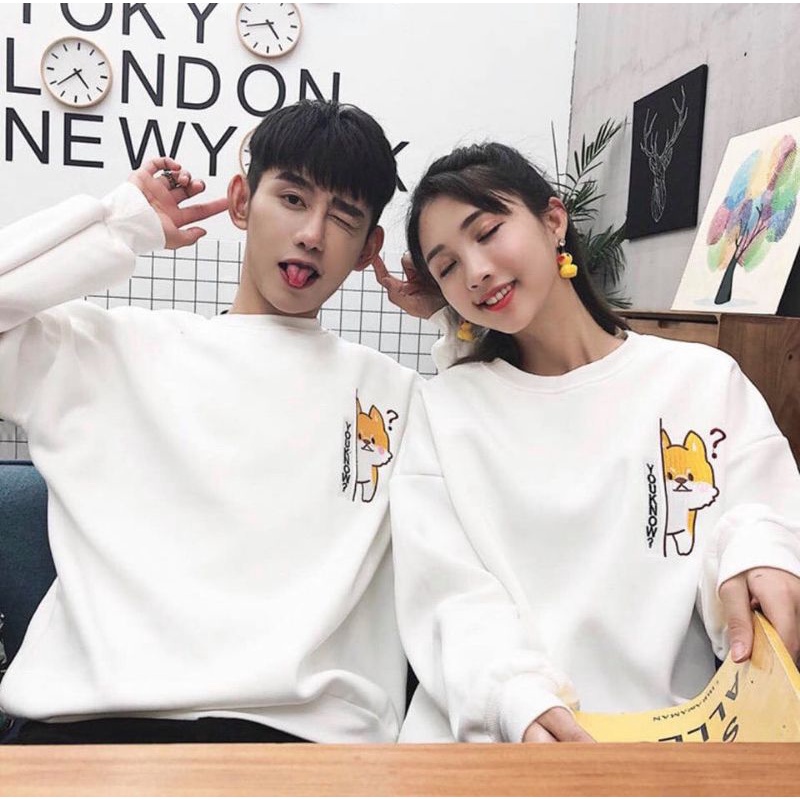 áo đôi thu đông phối màu cao cấp, áo nỉ đôi sweater nam nữ, y hình 100%