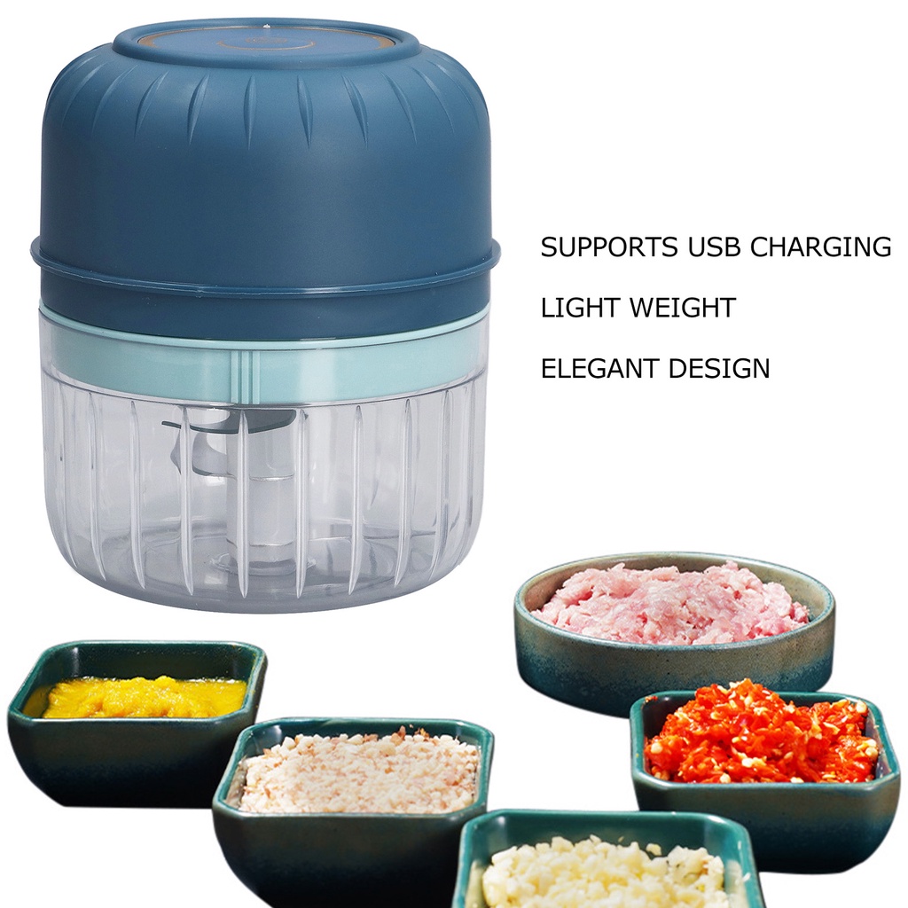 🍓Oxygen072  Máy xay tỏi ớt cầm tay mini 250ML 3 Lưỡi dao Mini không dây chống nước Sạc điện chế biến thức ăn cho trẻ em